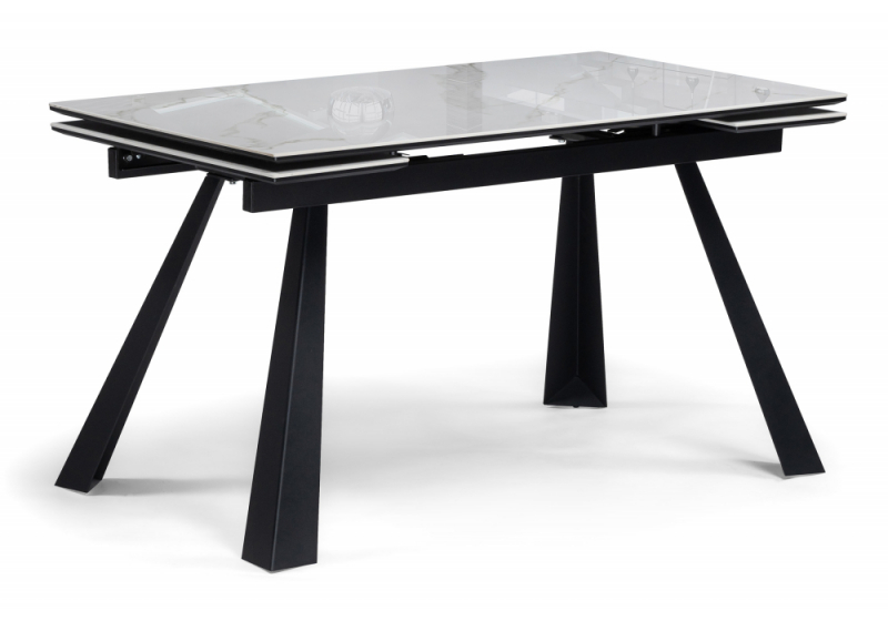 Керамический стол Маунт 140x80 белый мрамор / черный (80x77). 