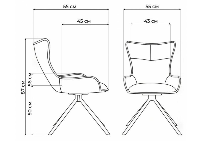 Стул на металлокаркасе Chicago light gray / black (55x55x87)